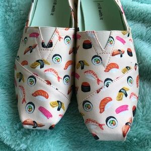 Toms Sushi print shoes.